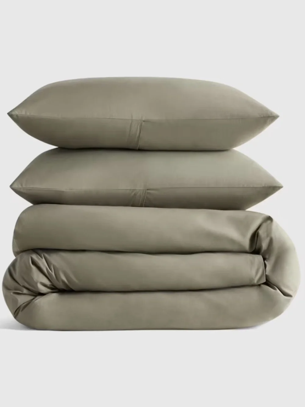 Organic Crisp Percale Duvet Cover Set King / cal king green dried sage